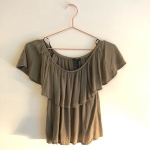 Olive green off the shoulder top